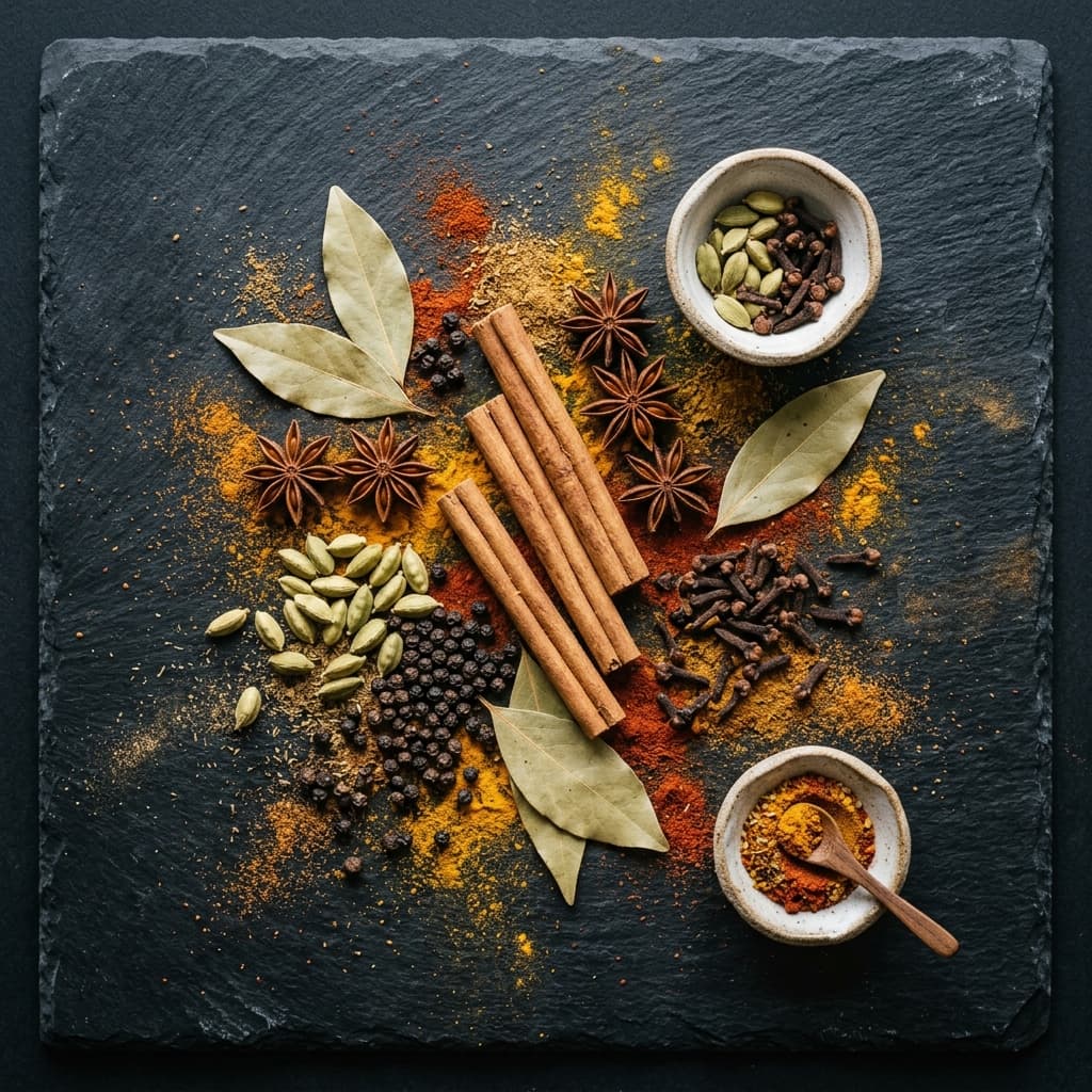 Authentic Indian Spices Flatlay